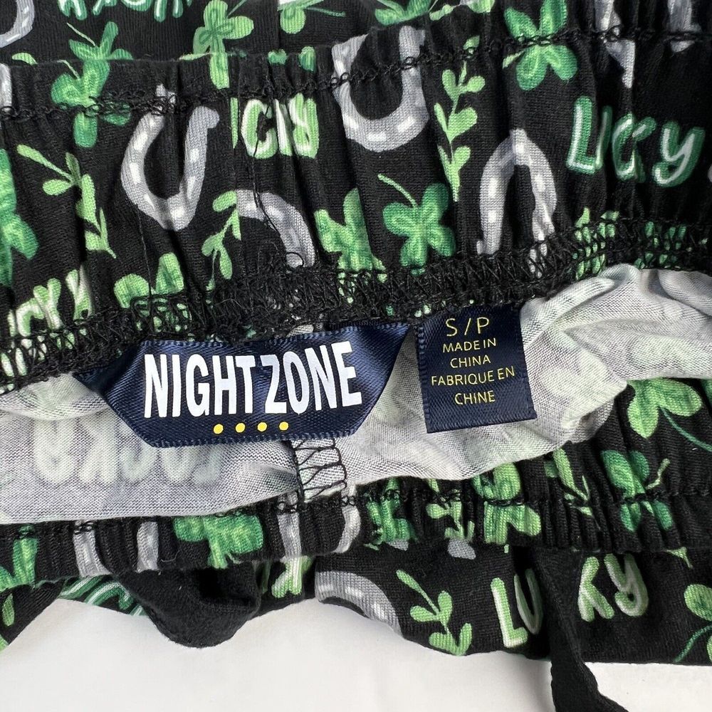 Nightzone St Patrick's Day Green Lucky Clover Horseshoe Unisex Pajama Pants Sz S - Picture 4 of 9